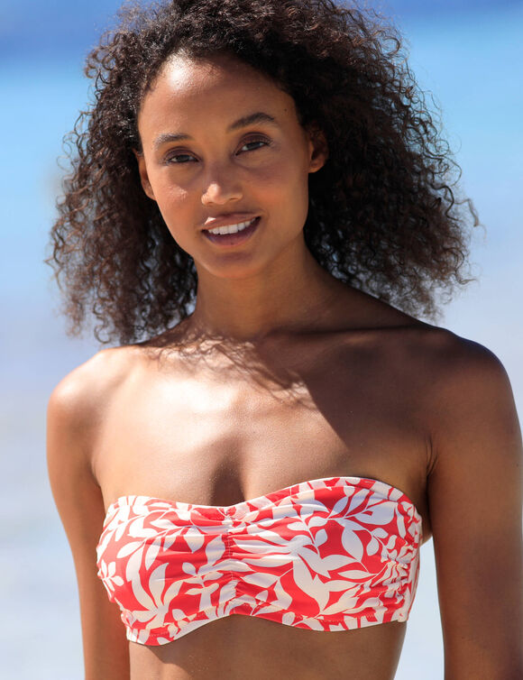 Haut de maillot de bain avec armatures Linao - forme bandeau (grenadine / écru) Haut de maillot de bain avec armatures Linao - forme bandeau (grenadine / écru)